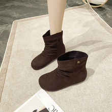 废土风褶皱堆堆靴女2025秋季新款时尚百搭轻便增高休闲短靴潮