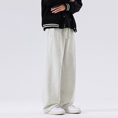 弯刀裤男美式复古抽绳松紧腰休闲长裤春秋2025宽松直筒裤子潮牌男
