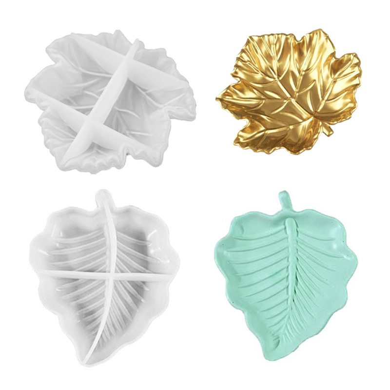 diy水晶滴胶树脂石膏模具叶子收纳盘枫叶果盘树叶托盘硅胶模具