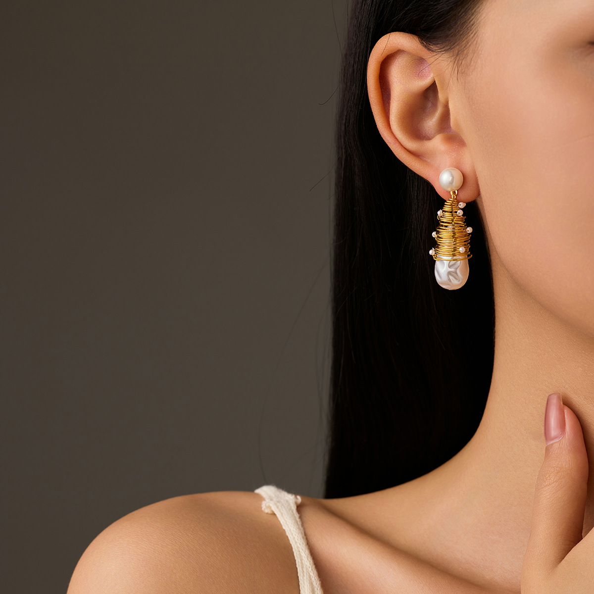 trend organic silk threads stainless steel drop-shaped pearl