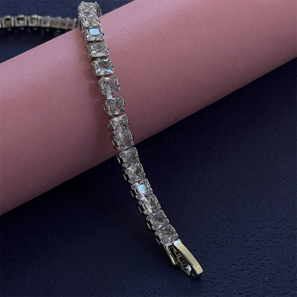 Серебряный аксессуар, белый браслет, 5 мм