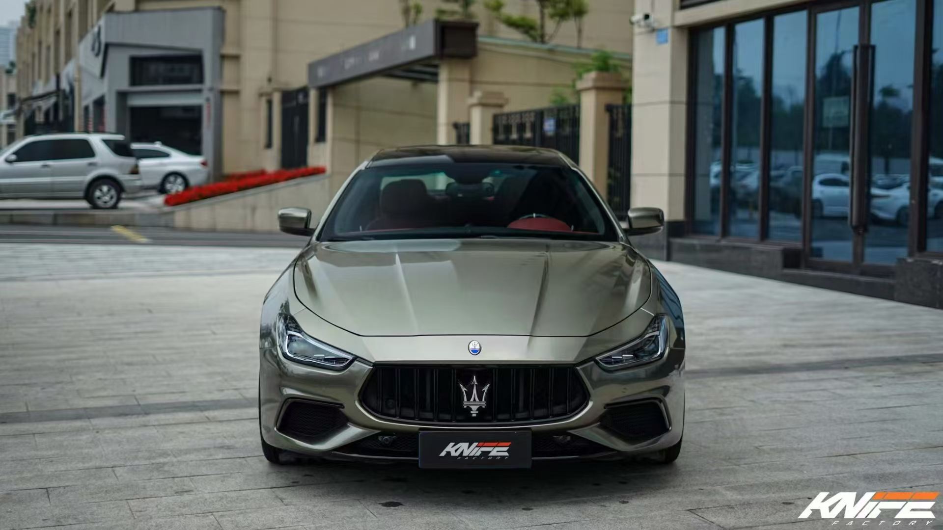 Maserati Ghibli Modified with Trofeo New Front Face Kit, Led Headlights, Tail Light Assembly, and Body Surround