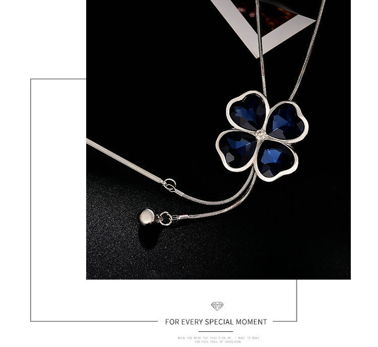 2021 Korean fashion long sweater chain four-leaf clover necklace tassel pendant