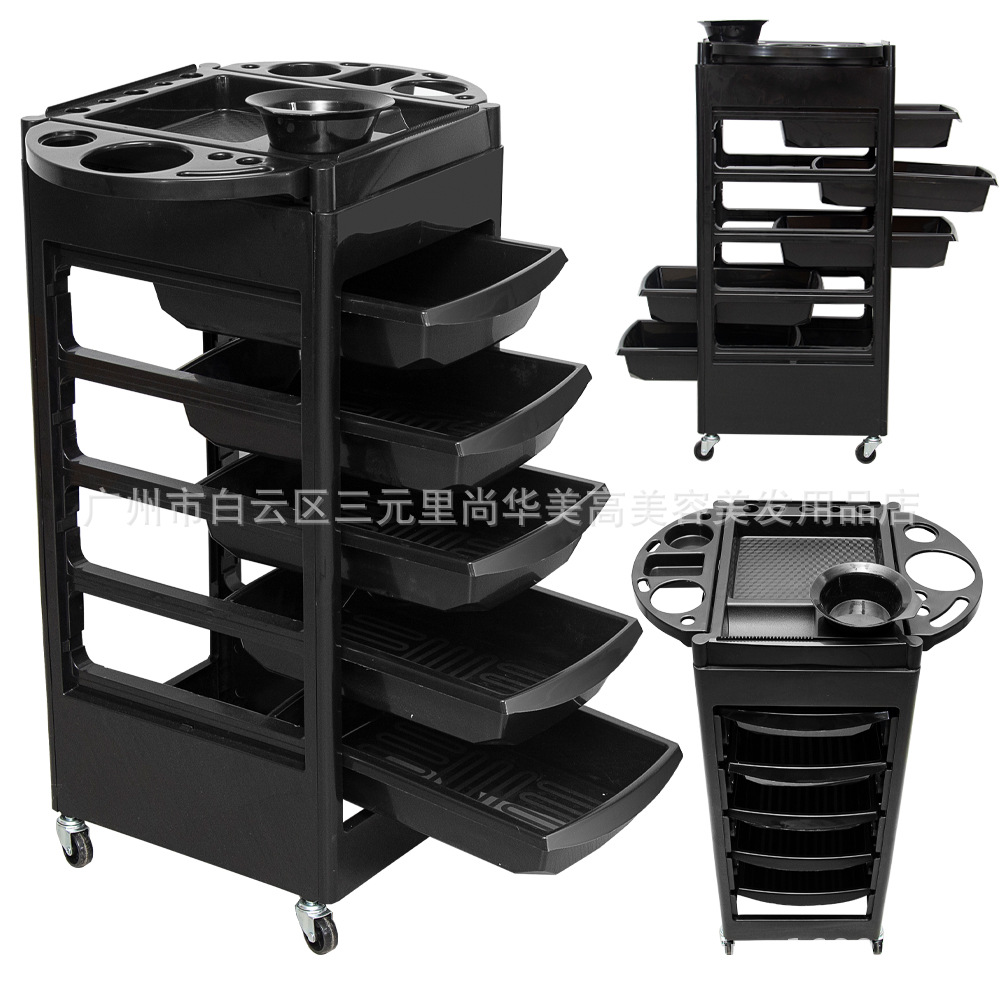 Carrito de belleza ensamblado, carro de arranque de EE. UU., Salón de belleza de seis pisos, peluquería, carro de empuje manual, gabinete de carro de herramientas 03