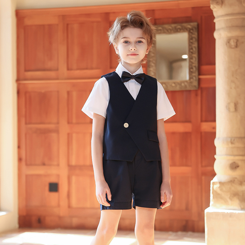 Vestido para niños, niña de las flores, traje de chaleco de un botón, traje de piano, traje de niño, actuación de anfitrión pequeño