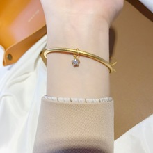 古法传承素圈镶钻五角星吊坠手环首饰越南沙金细手镯子女久不掉色