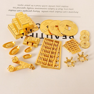 Miniature mini simulation gold ingot ruyi abacus gold bar copper cornucopia lucky bag doll house accessories model