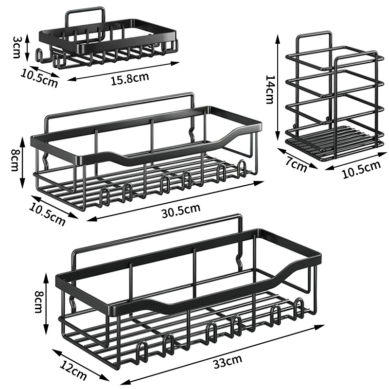 Estante de almacenamiento para baño de Amazon, arte en hierro, organizador de pared sin taladro para jabón y artículos de tocador.