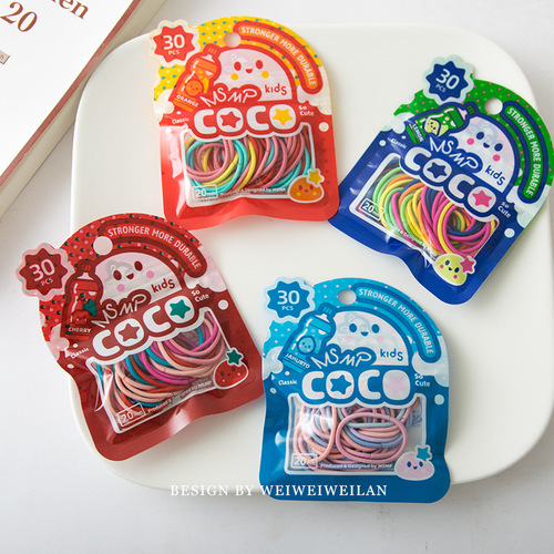30 pieces of children's high-elastic candy-colored finger hair rings, simple and not harmful to hair, coco series super hot-selling hair accessories