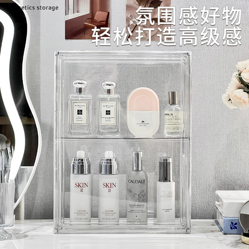 多功能可壁挂可叠加磁吸手办盲盒高透明展示柜化妆品防尘收纳盒|undefined