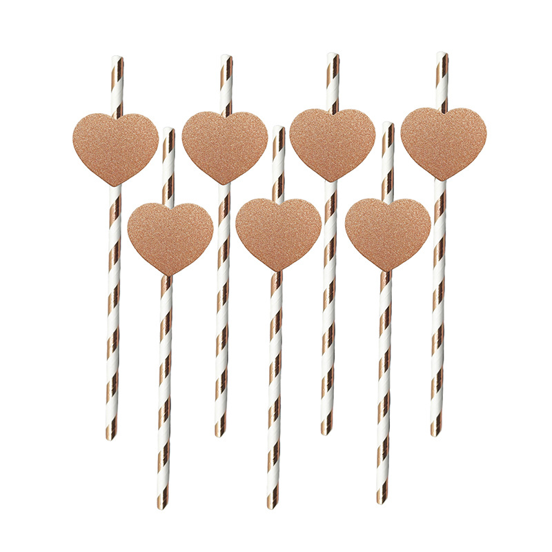 Pajita de papel de fiesta transfronteriza Tarjeta de amor de boda de San Valentín Postre degradable desechable Pajita decorativa de té con leche