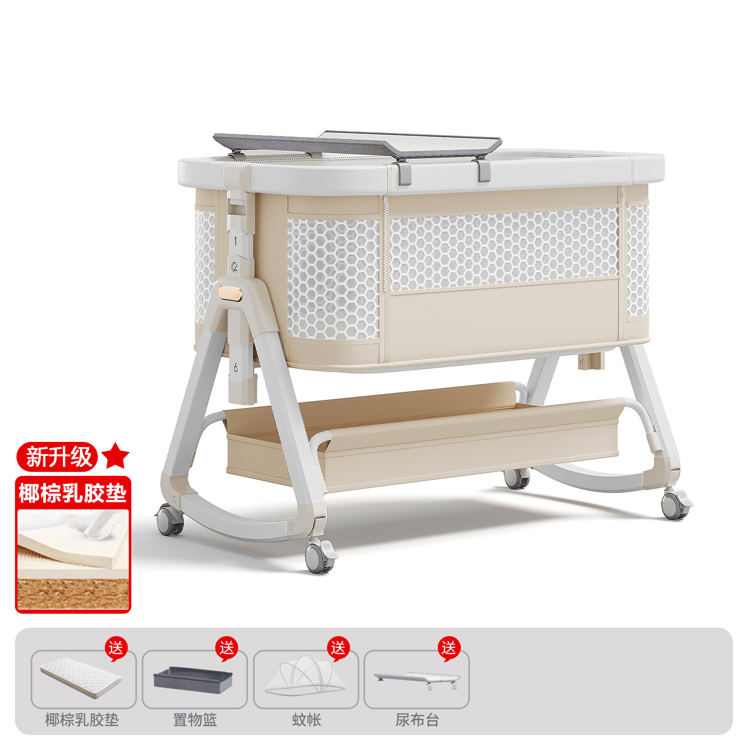 Cama de bebé móvil portátil cuna cama plegable multifuncional BB cama para recién nacidos empalme cama grande