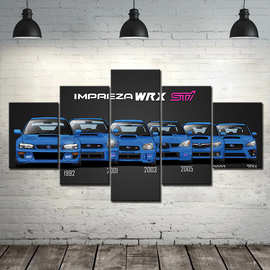 速卖通黑白汽车五联拼帆布画现代家装客厅背景墙装饰画多款选图