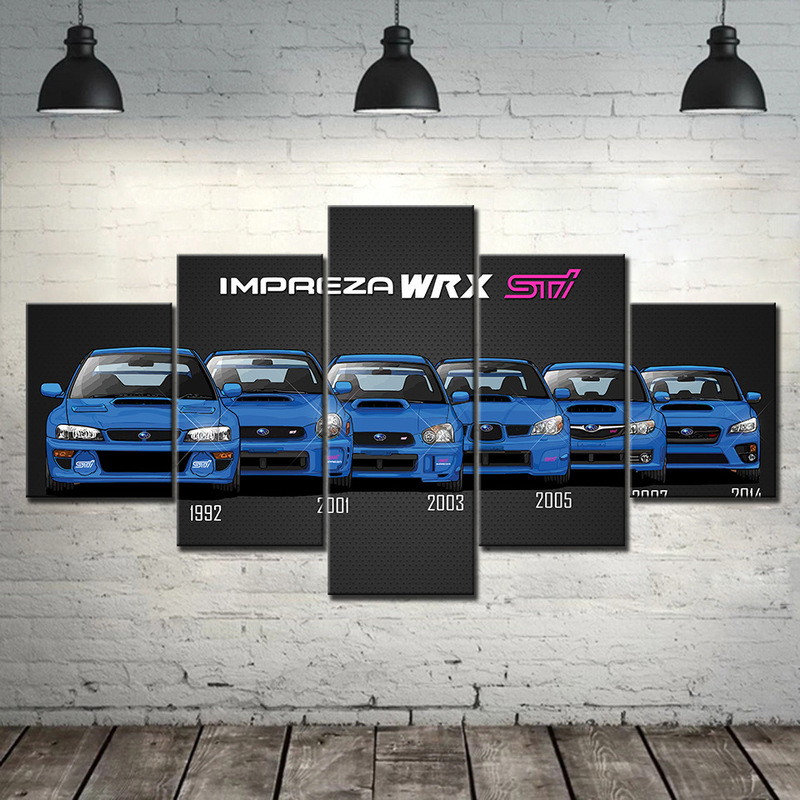 Aliexpress Car-Themed Five-Piece Canvas Painting Set for Living Room Background Wall Decoration, Entrance Decoration Painting with Lights, Hanging Painting