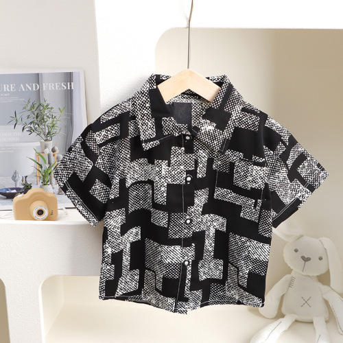 Children's shirts summer short-sleeved boys' tops baby coats children's clothing Hong Kong style casual trend wholesale