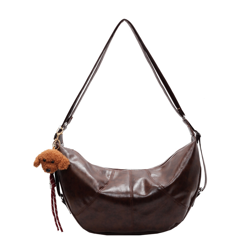 2024 primavera y verano nuevo estilo cera de aceite piel suave bolsa de bola de masa pequeña bolsa de mensajero de un solo hombro casual de gran capacidad al por mayor