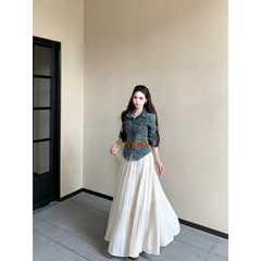 昕可达 悉尼海岸正肩修身收腰衬衫牛仔外套女港风复古设计感上衣
