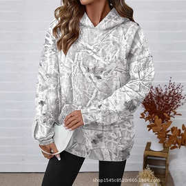 跨境亚马逊热卖个性印花连帽卫衣 街头潮酷宽松风女式套头衫