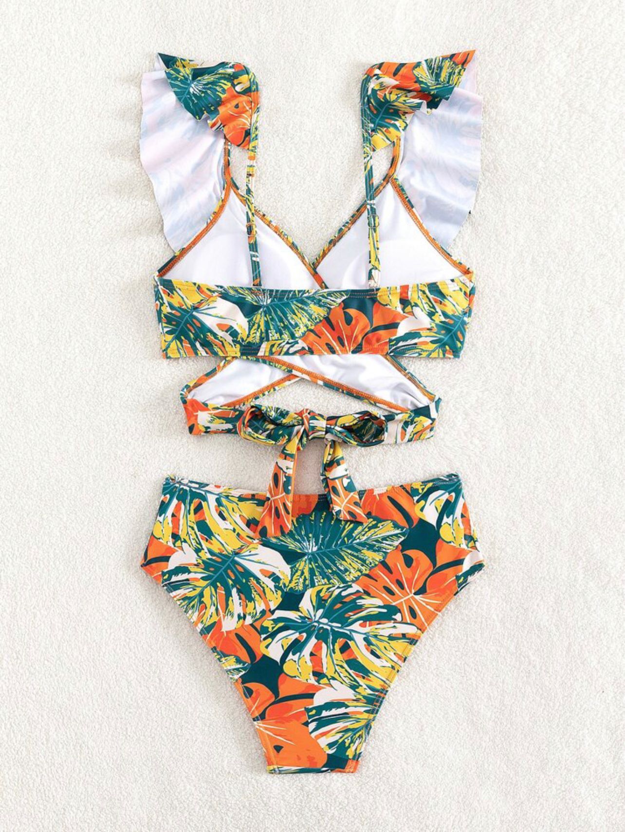 210g Weight Comfort Feel Of Sensation Mid Waist Panties Waist Bralette Bra Category Polyester Fabric Type 2 Pieces Set Quantity Swimming Pool, Beach Occasion Ditsy Floral Pattern Women's Gender Women's Ditsy Floral 2 Pieces Set Bikinis Swimwear 6