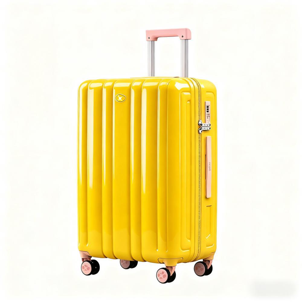 Vali nhựa PC 20 inch họa tiết sọc dọc cổ điển, chống trầy xước, chịu lực tốt — màu đen