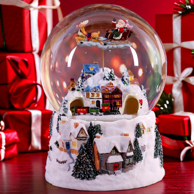 十年工場カスタム高級水晶玉オルゴール置物回転雪クリスマスオルゴール樹脂工芸品|undefined