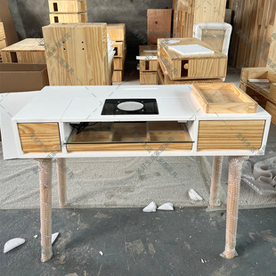 Japanese-Style Solid Wood White Manicure Table and Chair Set Russian-Style Multifunctional Storage with Vacuum Cleaner Single and Double Tables
