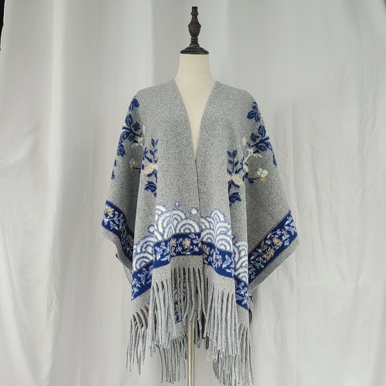 Slit-Style Women's Shawl, Ethnic Style Travel Warm Shawl, Cape, Faux Wool Shawl Scarf, Autumn and Winter National Style Gift
