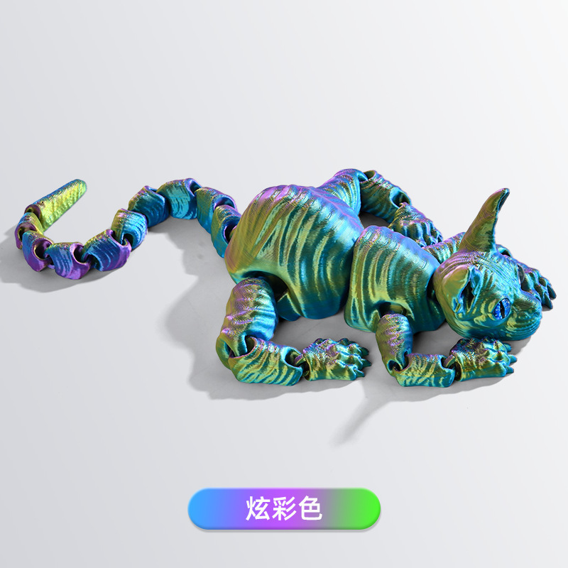 热销新款无毛猫关节可活动3D打印龙摆件手办套装3D打印无毛猫摆件|undefined