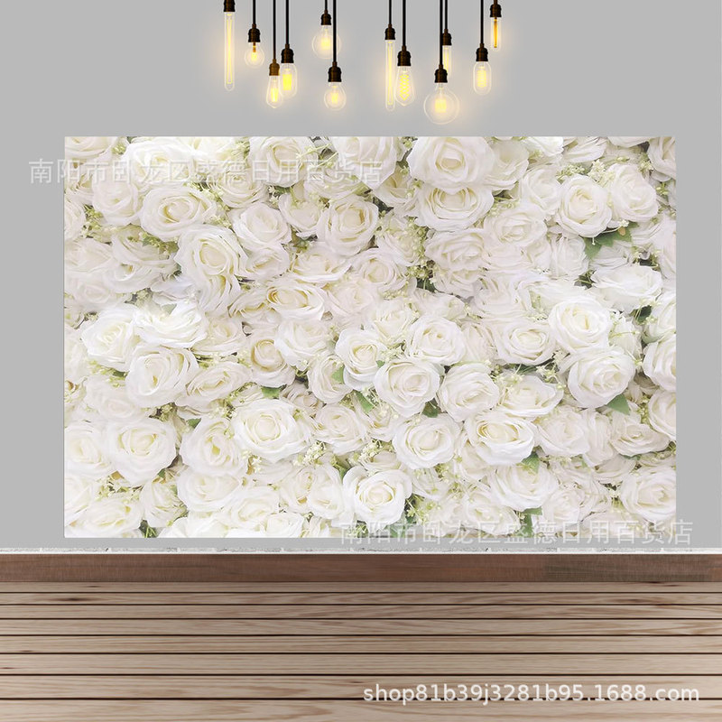 Amazon Wedding Flower Wall Bridal Shower Photography Background Cloth White Rose Flower Photo Studio Photo Props Supplies