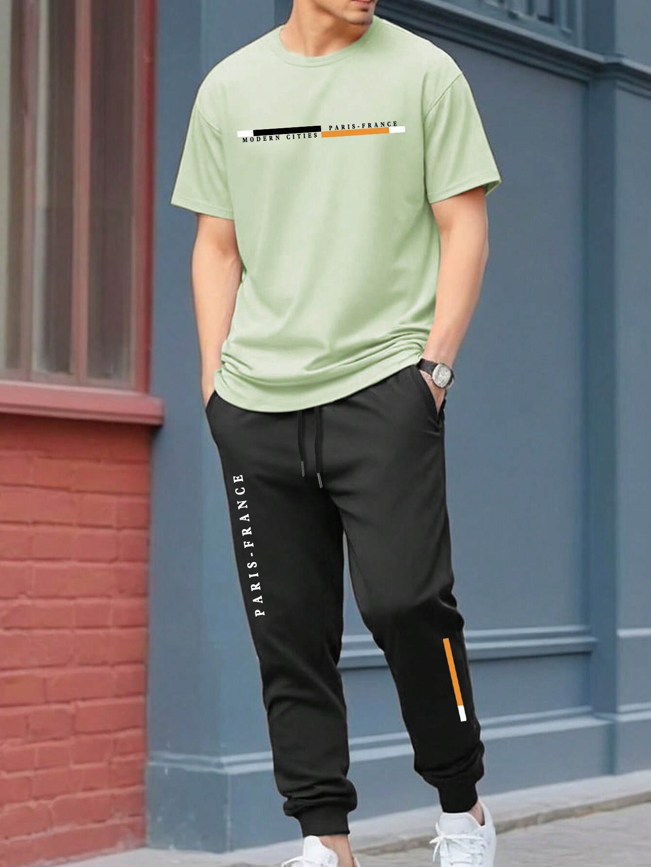 Pantalones de camiseta de manga corta sueltos de la marca de moda 2024 nuevo traje de dos piezas simple y casual ME13 ML4