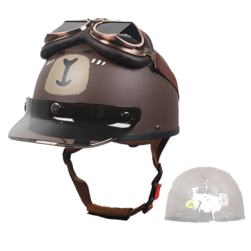 Universal – Electric motorcycle helmet Motosiklet kaskı (dəbilqə) - matte-brown-capybara-bronze-tea-glasses