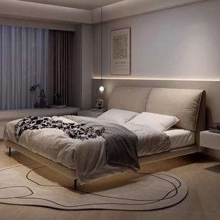Elephant Ears Italian Style Minimalist Modern Simple New Style Big Bed Master Bedroom Double Bed Double Storage Wedding Bed Leather Art Bed