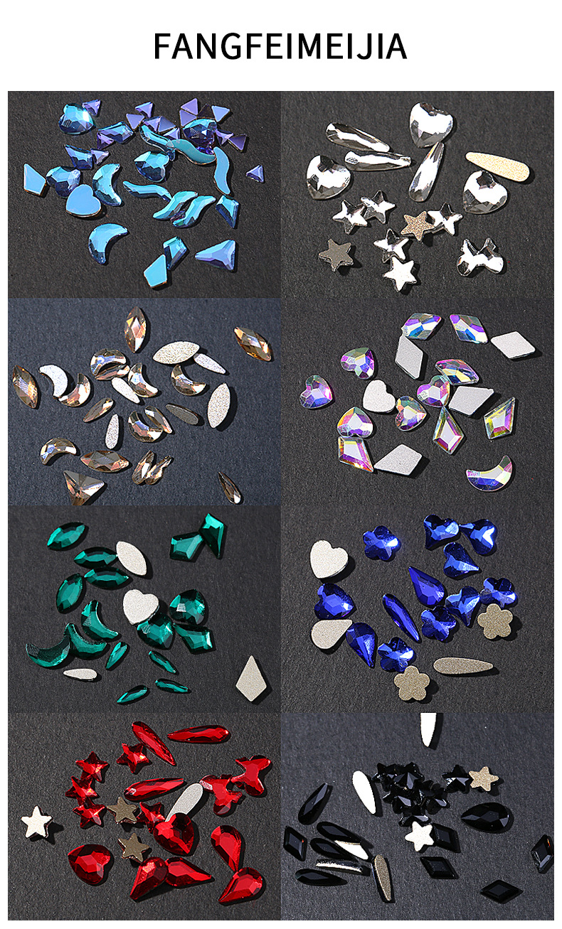 230g Weight Nail Decoration Accessories Nail Supplies 1 Set Quantity Elegant Lady Square Moon Heart Shape Glass Nail Decoration Accessories 1 Set