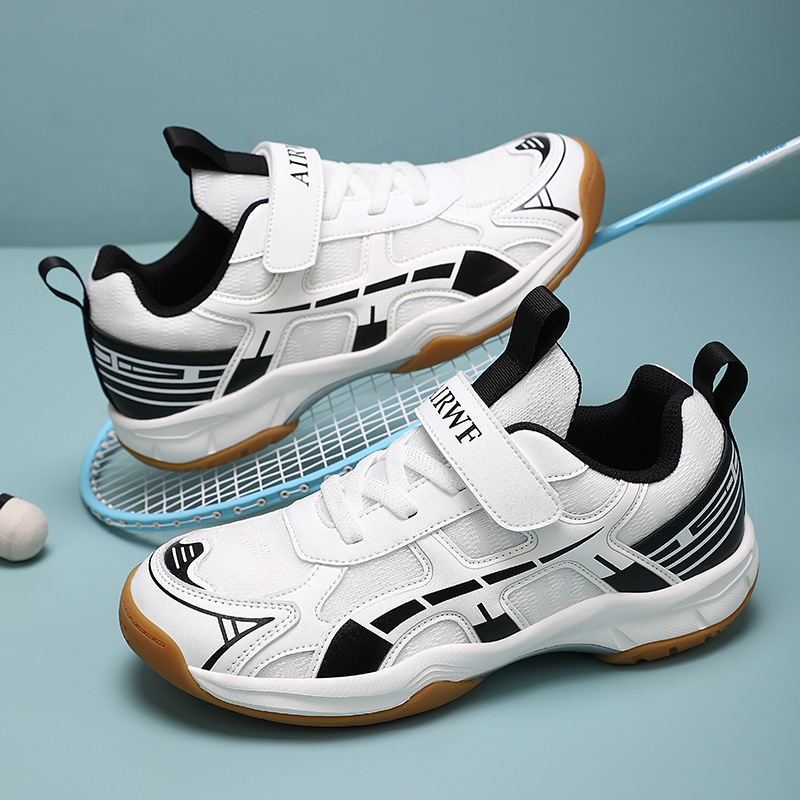 Zapatos de bádminton para niños velcro para niños y niñas zapatos deportivos profesionales de baloncesto respirables con amortiguación de malla suave