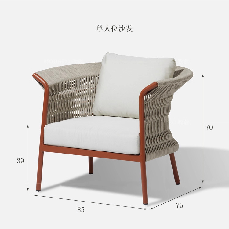 Casual sofá al aire libre tejido de cuerda de cáñamo mesa de té sofá patio al aire libre impermeable moderno sofá mesa de té