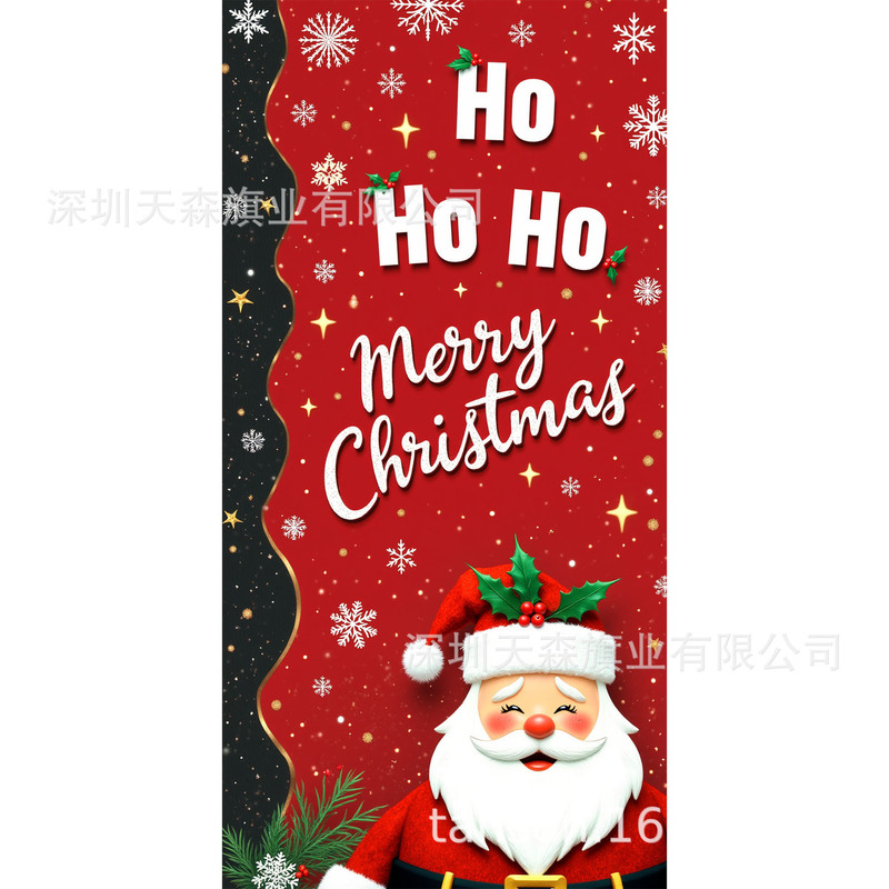 圣诞节门盖冬季雪人节日门套欧美跨境派对布置背景布新款门盖|undefined