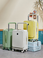 Front-opening suitcase women's pull-along suitcase 2023 new 24-inch password travel case men's niche design wide pull rod