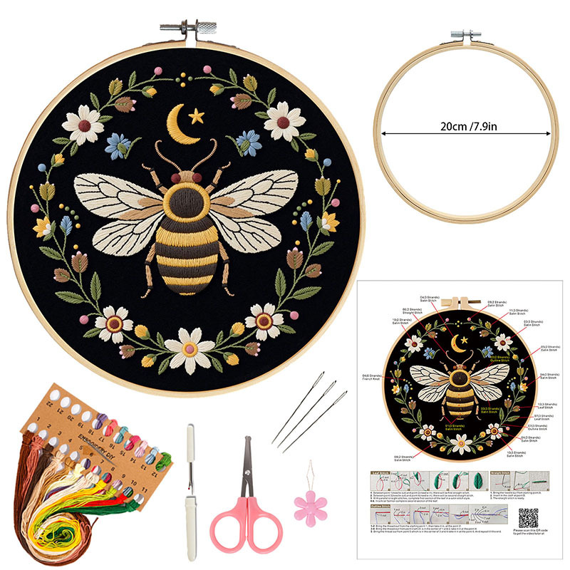 Nuevo producto original europeo bordado DIY material paquete luna dorada flores de abejas Inglés aguja Francia comercio exterior transfronterizo