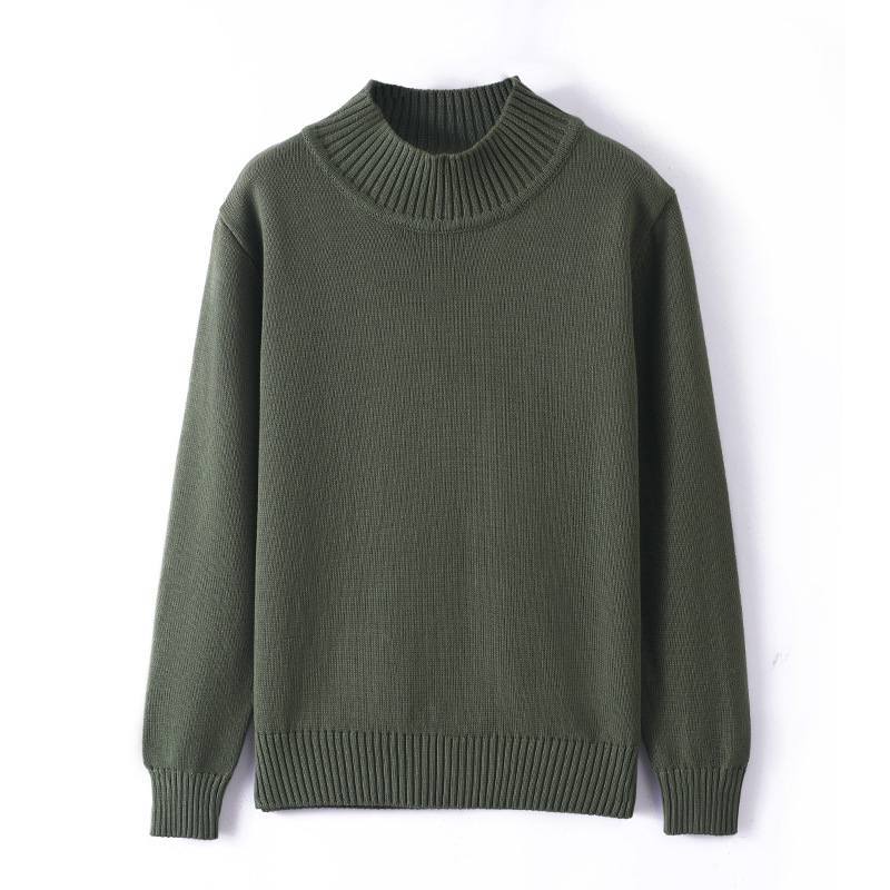 Thickened Pure Cotton Half Turtleneck Long-Sleeved Knitwear Autumn and Winter New Men's Bottoming Shirt Versatile Loose Pullover Knitwear