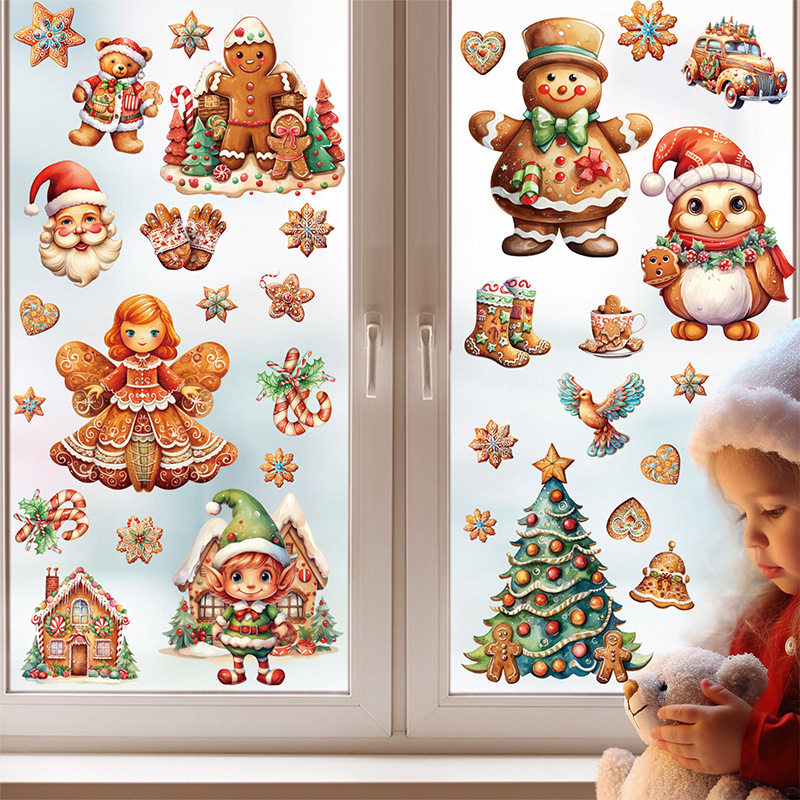 Cross-border Christmas window stickers Christmas cartoon Gingerbread Man Christmas tree holiday shopping mall window glass decoration electrostatic stickers Cross-border Christmas window stickers Christmas cartoon Gingerbread Man Christmas tree holiday shopping mall window glass decoration electrostatic stickers