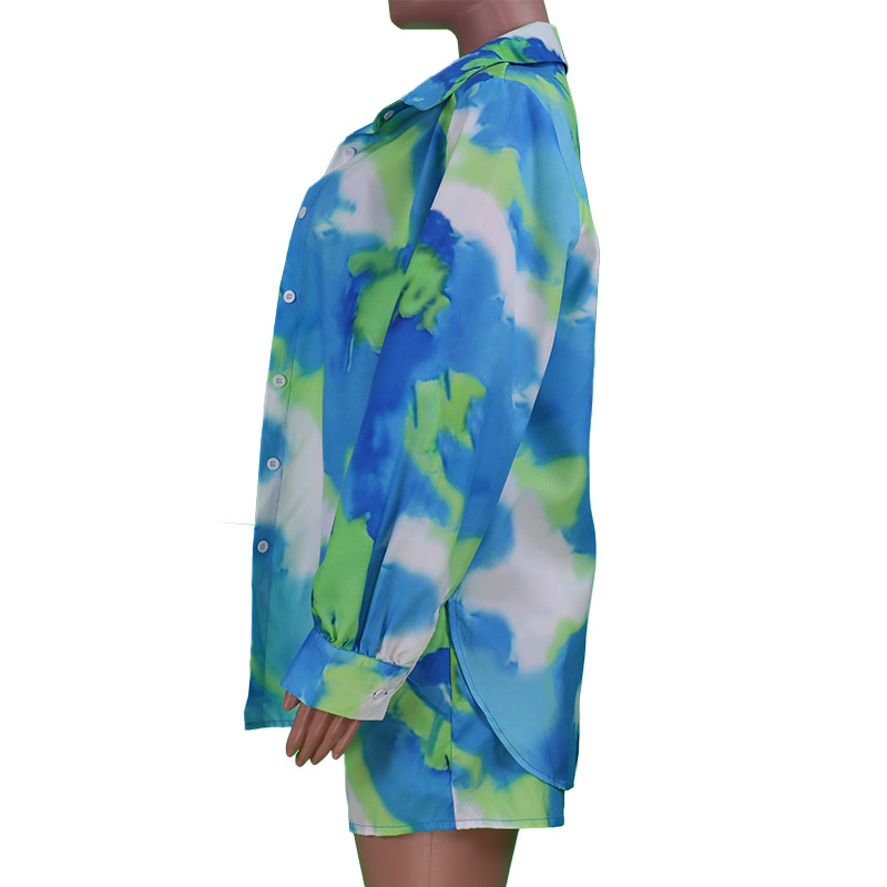 Women Clothes Spring Summer Casual Color Tie-Dye Printed Three-Piece Set
