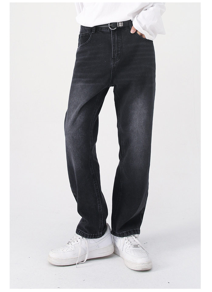 Quần jean nam ống thẳng lửng 9 tấc cạp vừa phong cách Hàn Quốc — Màu xám, Màu đen, Xanh denim, Xanh lam đậm chi tiết 23
