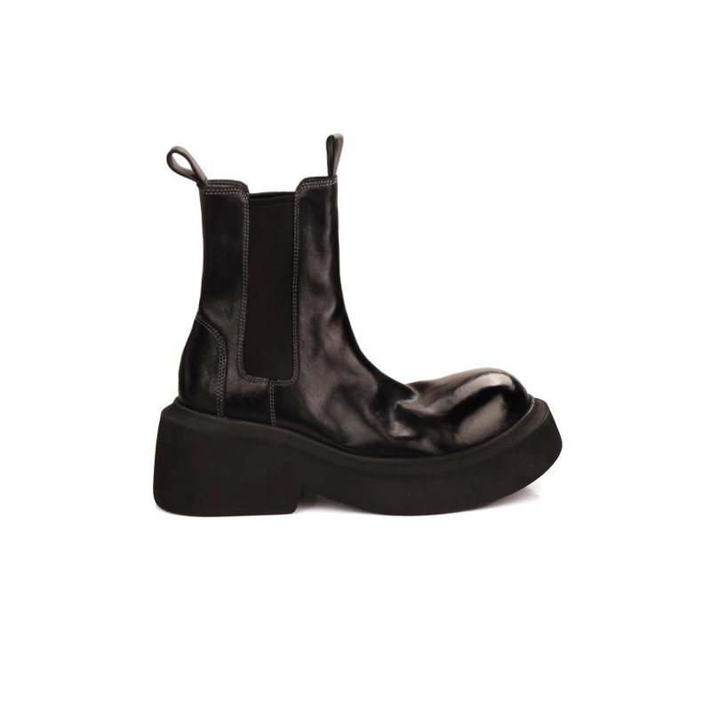 Botines Chelsea de tacón grueso y suela elástica de piel de caballo texturizada de 6 cm, estilo nuevo, para mujer, estilo delgado de primavera, transfronterizo. image 8