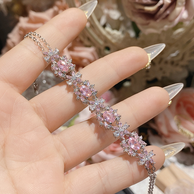 18g Weight Copper Pendant Material Zircon Inlay Material Bracelets Classification Copper Chain Material 1 Piece Quantity Holiday, Daily Occasion Copper Material Heart Shape, Flower, Bow Knot Pattern Women's Gender Inlay Design Cute, Simple Style Style Copper Inlay Heart Shape Flower Bow Knot Zircon Bracelets 11