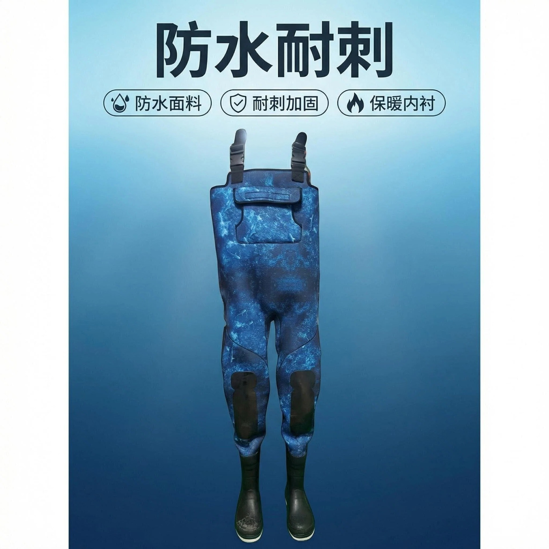 Factory Direct Supply Waterproof Fishing Pants, One-Piece Wading Pants with Suspenders, Wear-Resistant Fishing Pants, Outdoor Stream Fishing Pants