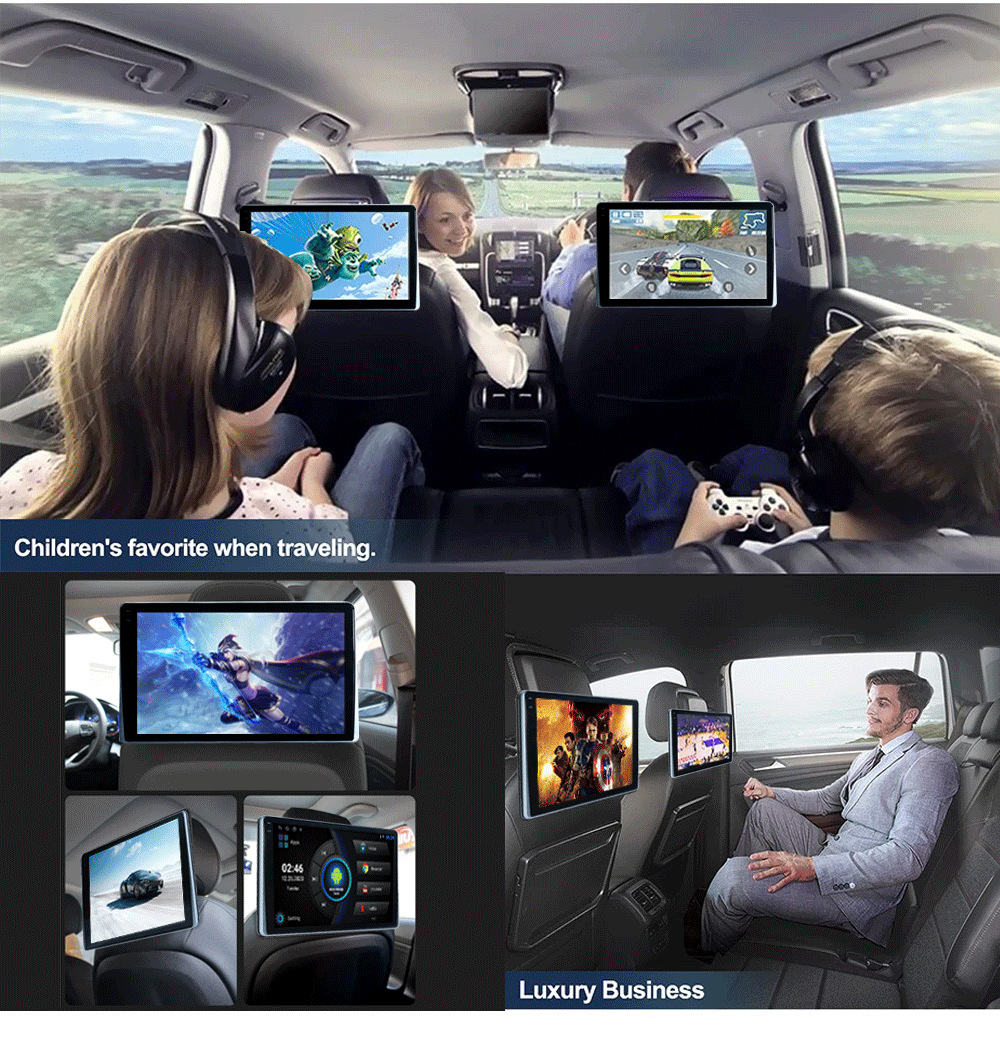 Android universal plug-in headrest display 10.1-inch HD IPSMP5 car rear entertainment system player