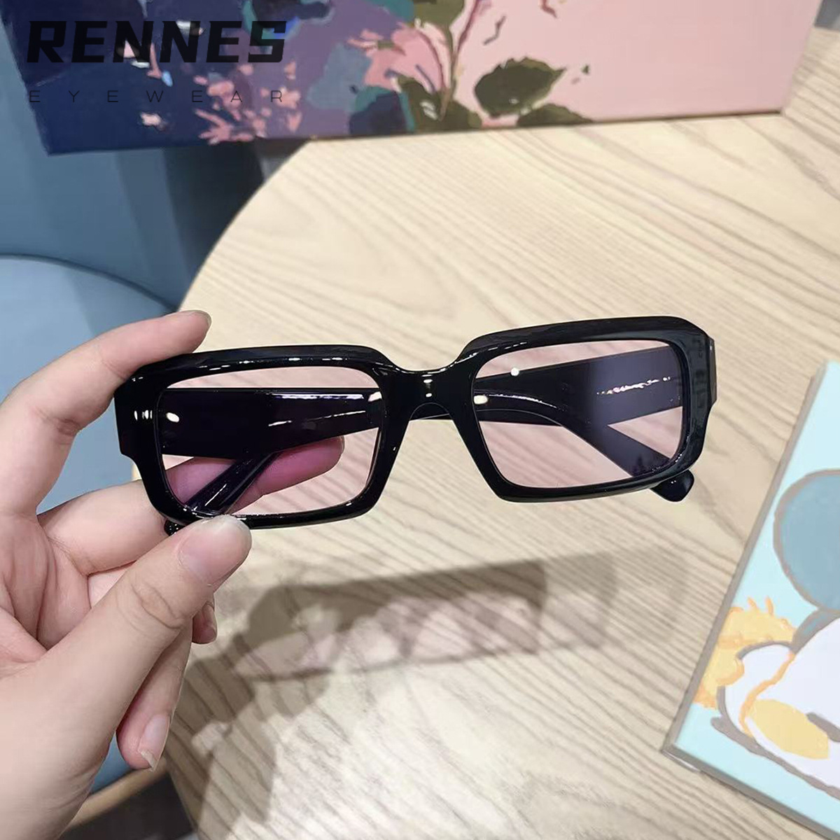 Nuevas gafas de sol de todo fósforo de moda rectangular retro europeas y americanas transfronterizas