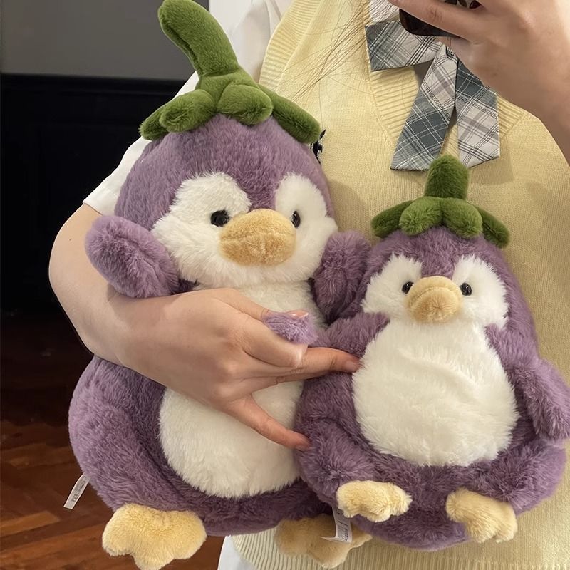 Eggplant Penguin Stuffed Toy Doll Cute Little Penguin Doll Soothing Sleeping Pillow Birthday Gift for Women