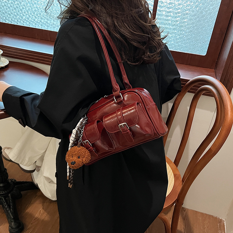Nicho coreano Zhong explosivo bolso de brazo para mujeres 2025, nuevo retro de gran capacidad bolso de hombro de la marea universal bolso de viaje