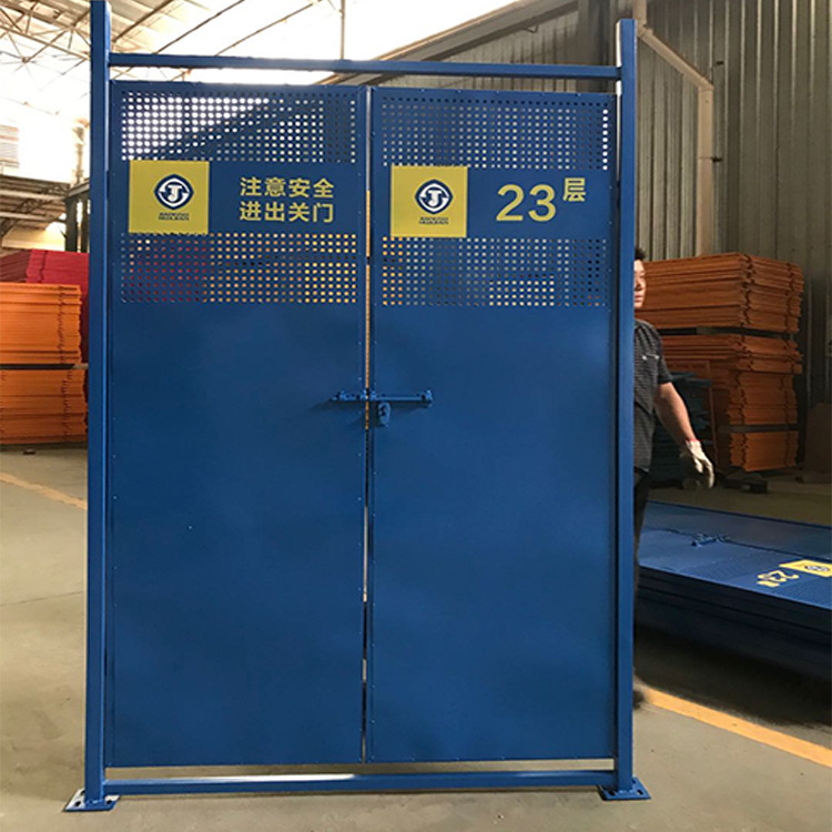 现货施工电梯门 建筑工地电梯门 升降机冲孔板电梯井口防护门